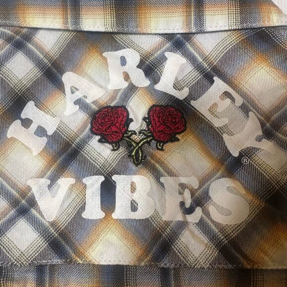Harley Davidson Flannel Shirt Harley Vibes and Rose - Picture 7 of 7